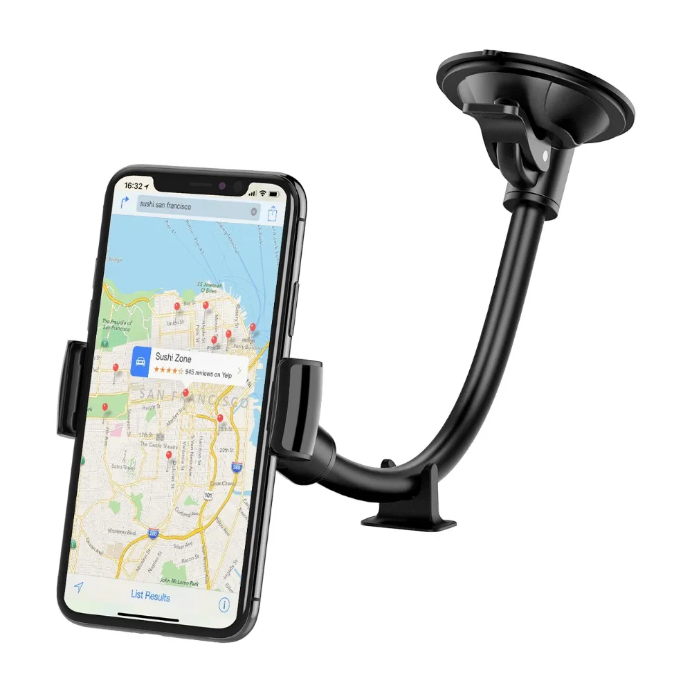 Mpow Universal Windshield Dashboard Car Phone Holder Long Arm Phone Mount Cradle GPS Holder With Extra Base For iPhone XSX87 (8)