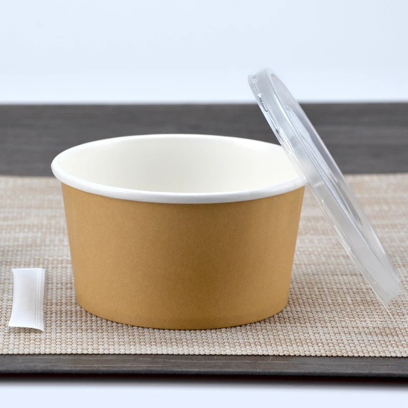 50pcs Round creative disposale soup bowl noodles salad food lunch cups BBQ party faovr ice cream dessert paper cup with lid