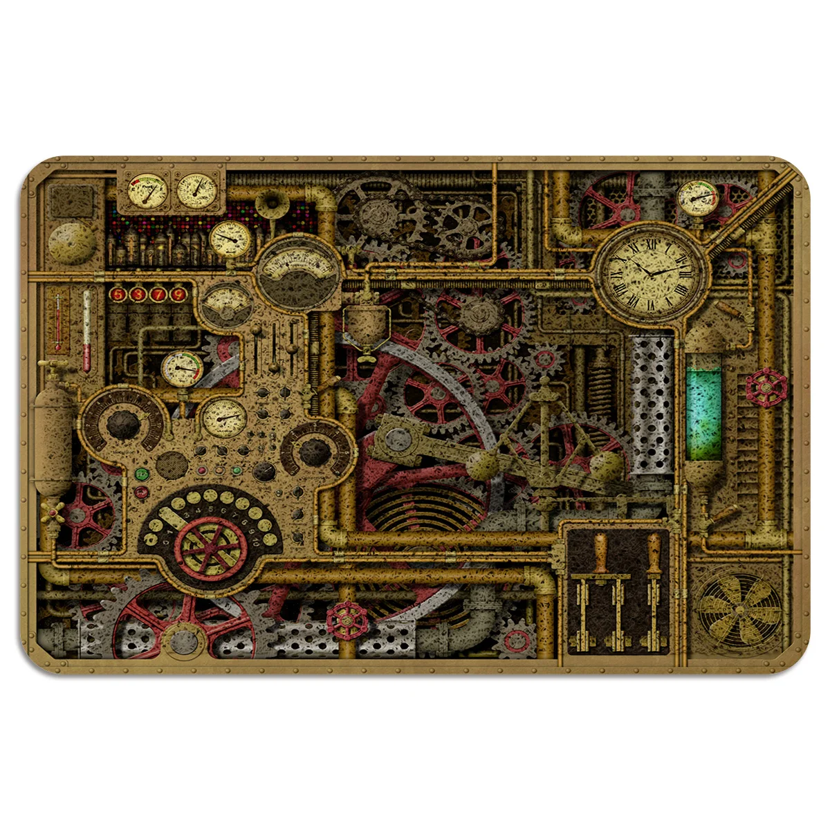 Панковские механические часы ПВХ дверной коврик с резиновой подложкой