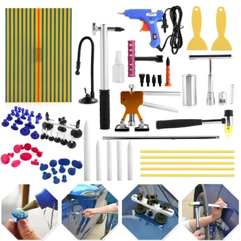 

Fast Delivery 16pcs Paintless Car Dent Repair Kit Dent Lifter T Bar Glue Gun Line Board Slide Hammer Puller Dings Removal Kit
