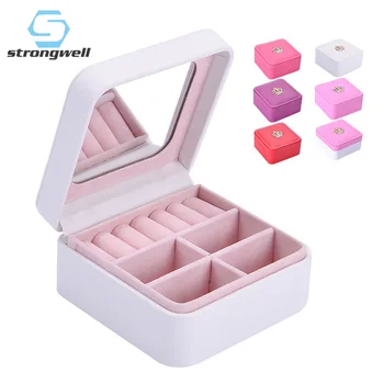 

Strongwell Nordic Pink PU Leather Jewelry Storage Box Dressing Table Decor Easy Carrying Home Decoration Wedding Birthday Gift