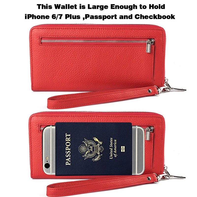 Genuine Leather Women Wallet Female Long Clutch Lady Walet SS593-55 Zipper Purse Strap Coin Purse