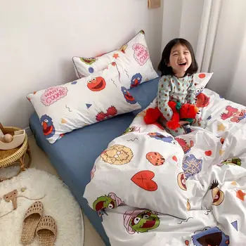 

Free shipping embedded rope cartoon small dinosaur three 4-piece bedding set