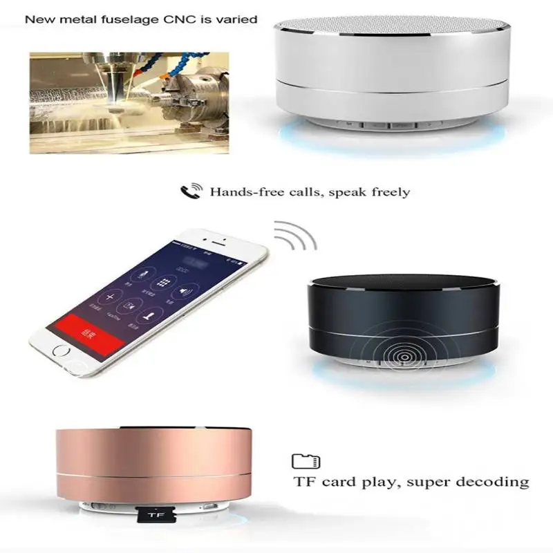 A10 Bluetooth Speaker Aluminum Alloy Portable Small Steel Cannon TF USB AUX Aduio Wireless Connection To Mobile Phone Computer