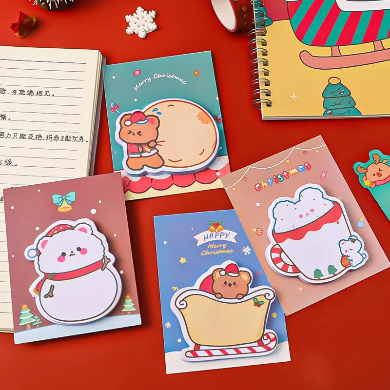1 Piece Lytwtw's Sticker Christmas Sticky Notes Cute Kawaii Cartoon Adhesive Notepad Memo Pad Office Supplies School Stationery |