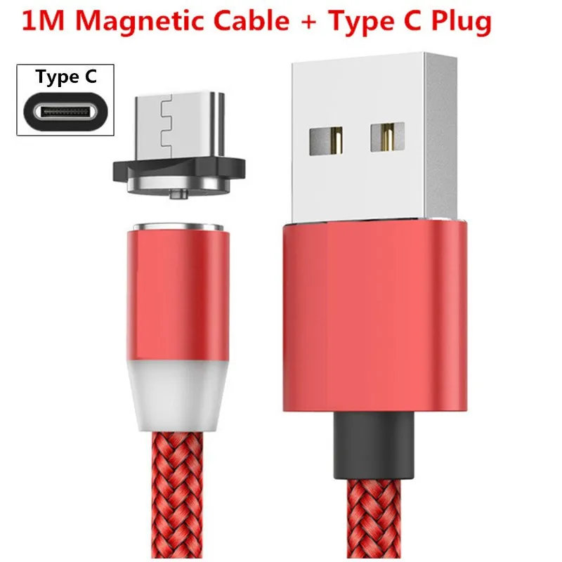 Магнитный usb-кабель для быстрой зарядки 1 м для Xiao mi redmi 5 plus 6 pro note 4 3 2 4x5 5a prime redmi 7 7A mi Play 2 3 4 5 6 - Цвет: For Type C Red