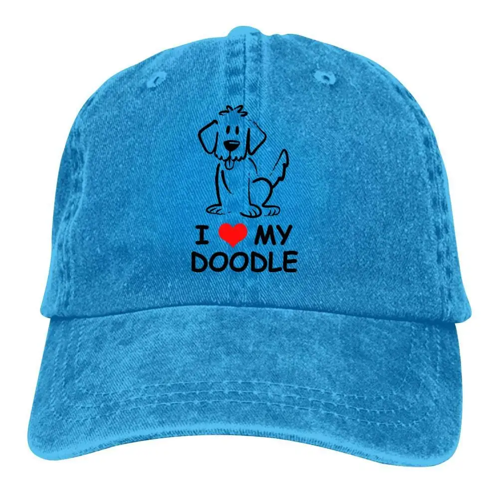 I Love My-Goldendoodle унисекс винтажная Регулируемая хлопковая бейсболка Джинсовая Шляпа для папы ковбойская шляпа