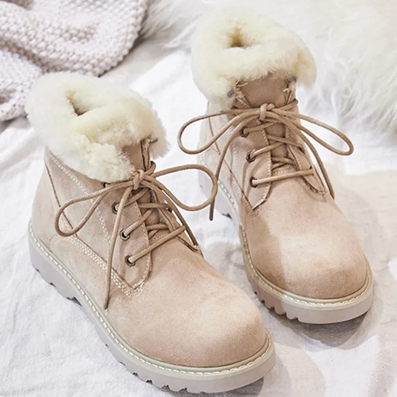 Г. Новые теплые зимние ботинки женские замшевые зимние ботинки на меху, плюшевые ботильоны на платформе мягкая удобная повседневная женская обувь на шнуровке