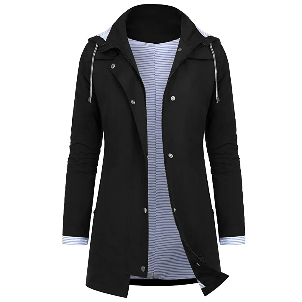 Женский дождевик открытый плюс размер водонепроницаемый с капюшоном ветрозащитный плащ пальто ветровка быстросохнущая походная куртка Спортивные пальто - Цвет: Black