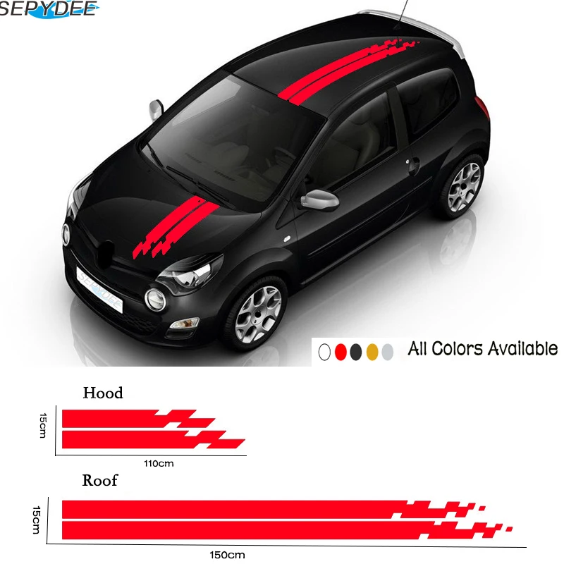 

1 Set Car Hood Roof Decor Stickers Auto Racing Sport Styling Stripes Body Customized Decal For Renault Twingo Clio Car Accessori