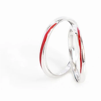 

Sole Memory Creative Cute Red Line Couple 925 Sterling Silver Female Resizable Opening Rings SRI598