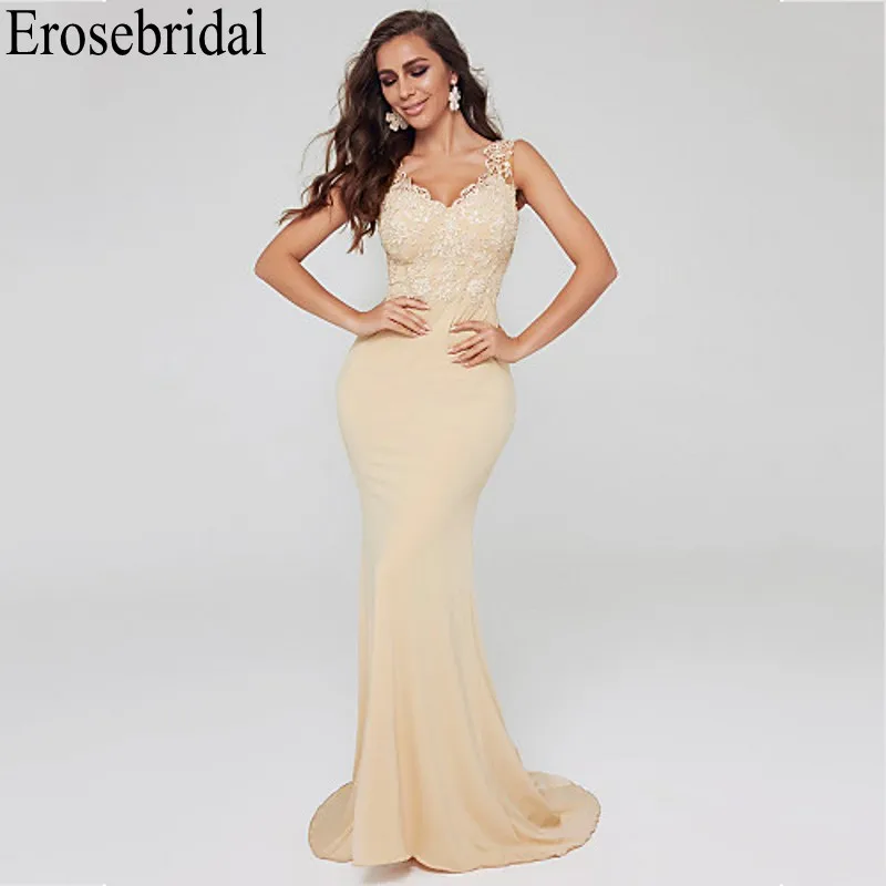 

Erosebridal Elegant Formal Dress with Train Lace Evening Dress Long 2019 Little Mermaid Dress Evening Gowns robe soiree