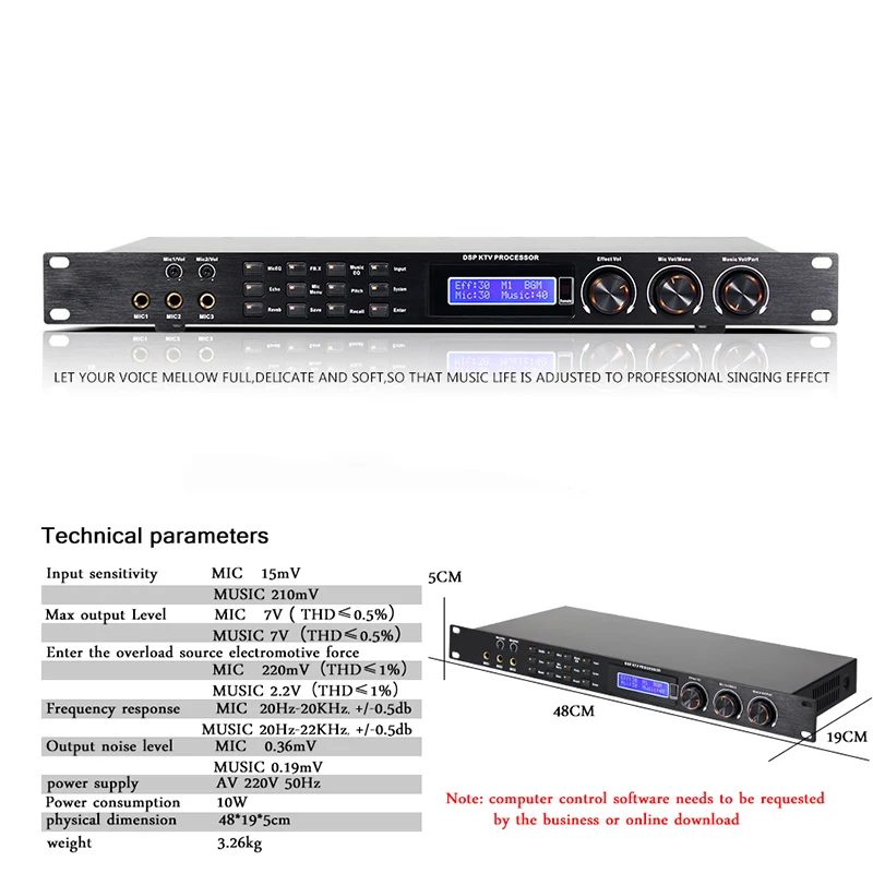 Профессиональный цифровой аудиопроцессор может устанавливаться через интерфейс ПК, предотвращающий вой семейный караоке ktv mic эквалайзер 100-240 В