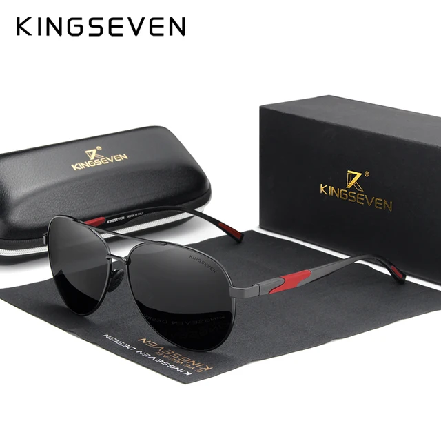Мужские солнцезащитные очки-авиаторы в алюминиевой оправе KINGSEVEN