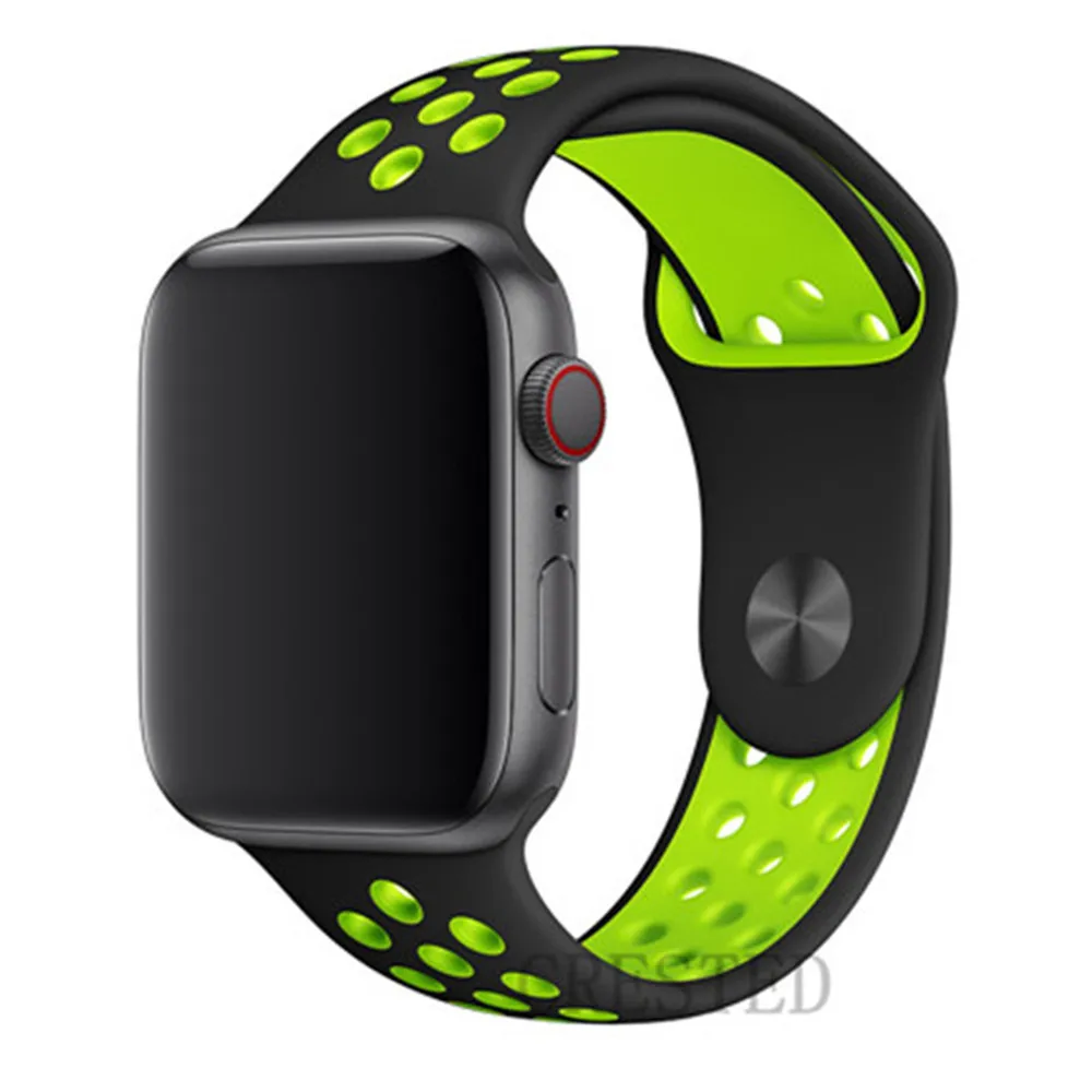 black green1 Спортивный ремешок для apple watch band 44 мм/40 мм apple watch 5 4 3 band iwatch band 5 42 мм/38 мм correa браслет ремень аксессуары для часов - Цвет ремешка: black green1