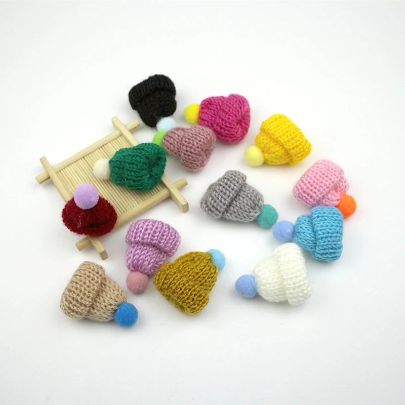 10-50Pcs Knitting Mini Pompon Hats DIY Craft Supplie Headwear Brooch Crochet Toys Decor Jewelry Accessory Small Caps Components