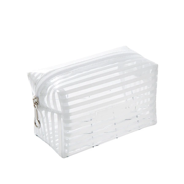 rectangle white Прозрачная полосатая косметичка, 1 шт., Прозрачная женская косметичка, органайзер для путешествий, набор туалетных принадлежностей kosmetyczka, Прямая поставка - Цвет: rectangle white