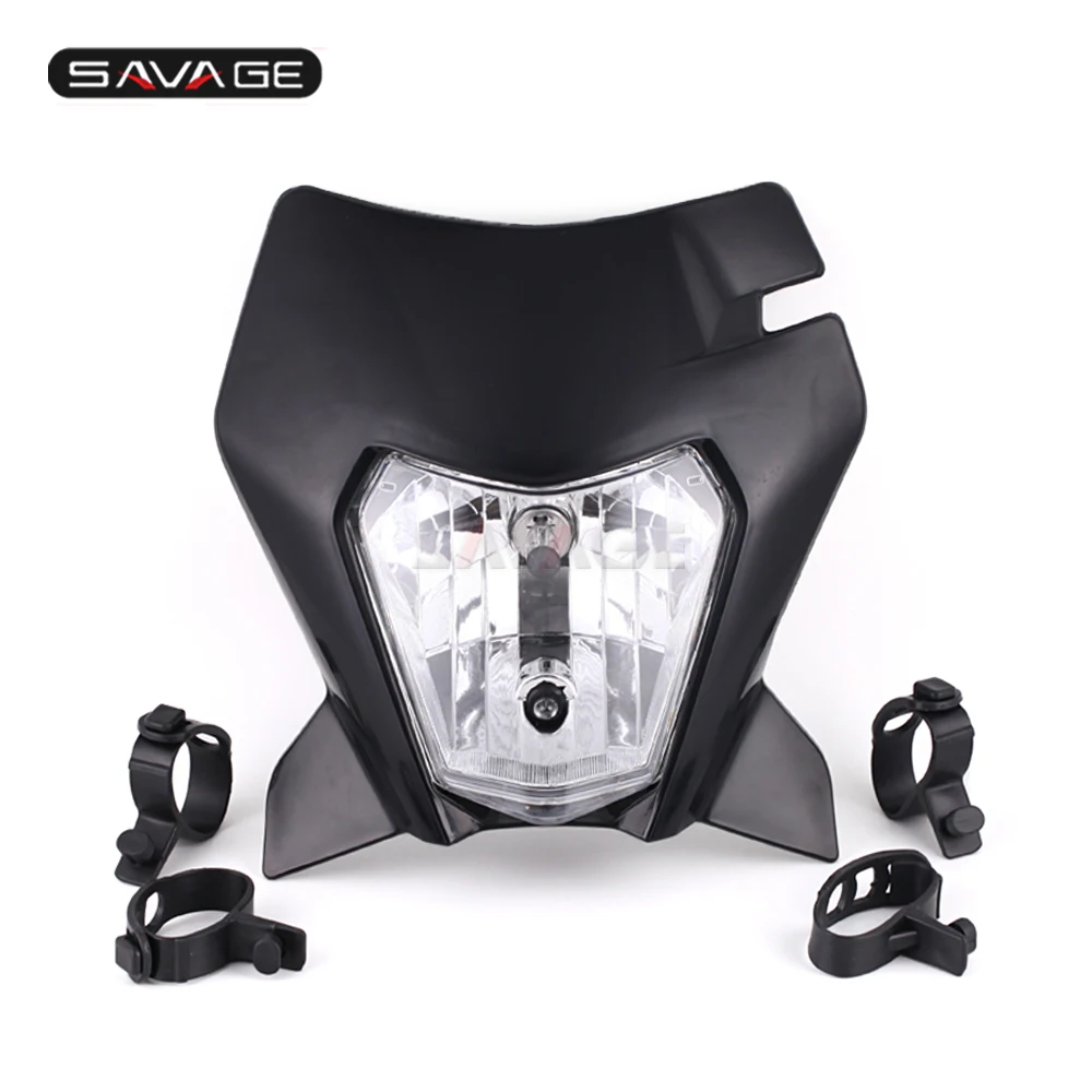Универсальный головной светильник для KTM EXC EXCF SX SXF XC XCW XC-F XCF-W 125 200 250 300 350 450 500 мотоциклетный головной светильник - Цвет: Черный