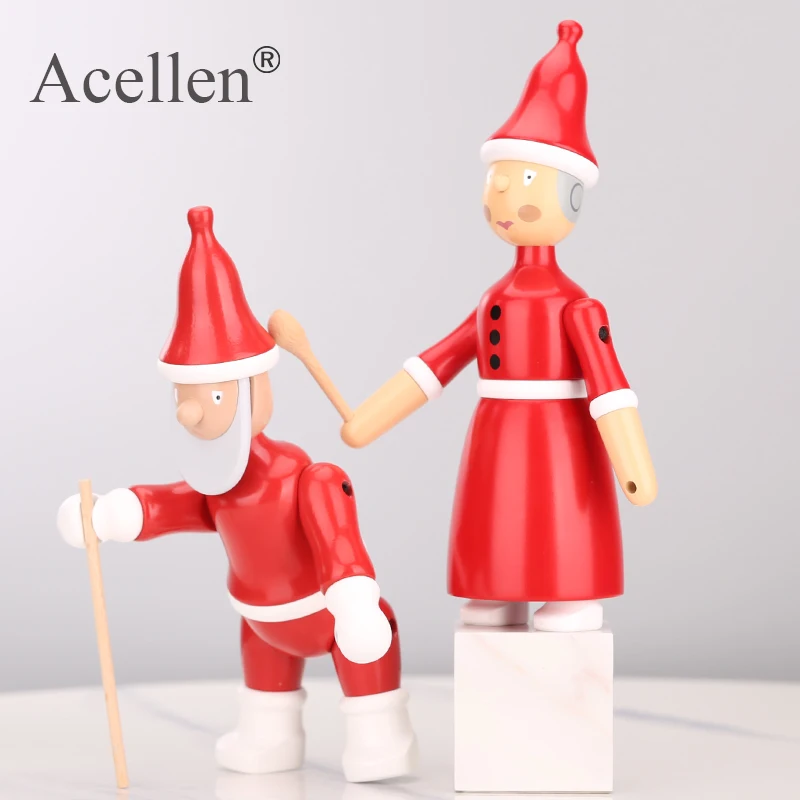 Nordic Decorative Santa Claus Wooden Figurine Kids Room Bedroom Living Room Home Decoration Accessories Ornaments Holiday Gift