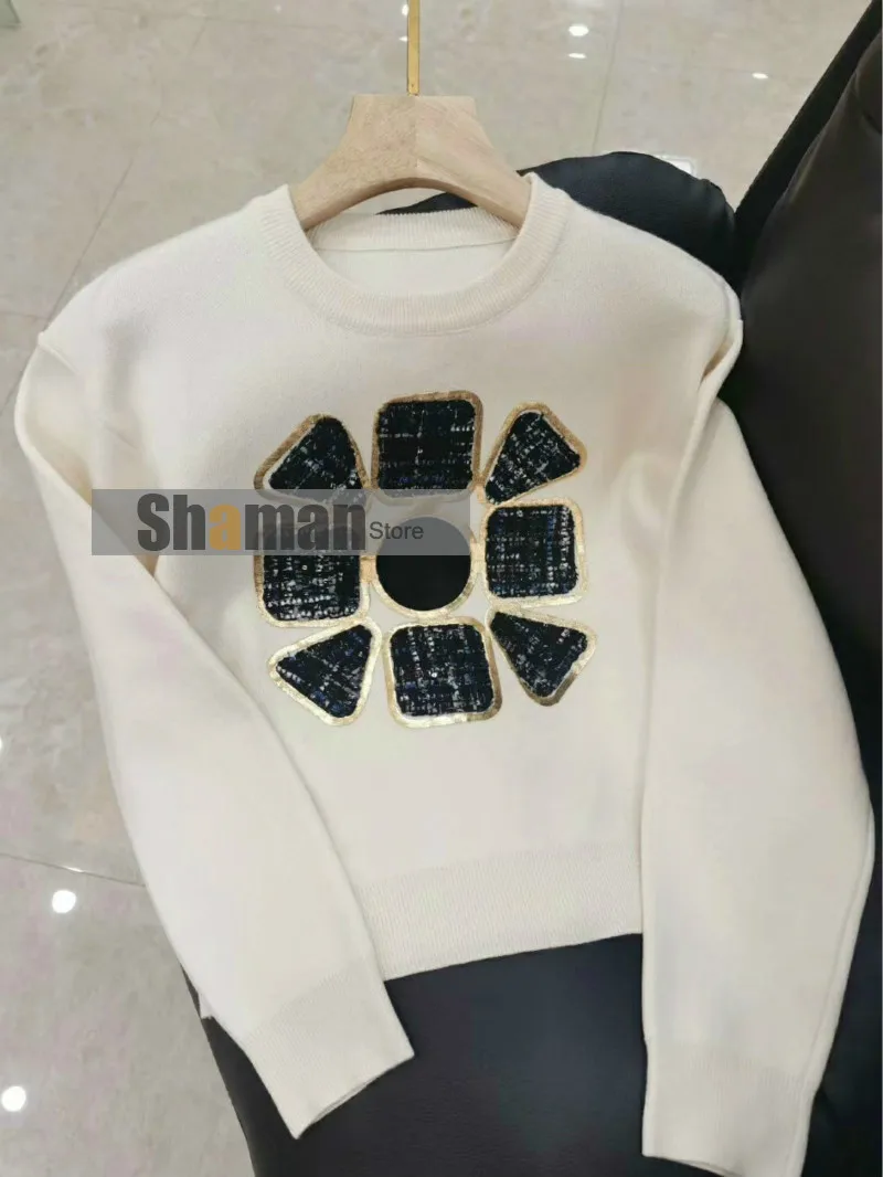 

luxury designer womens pullover blanded 3D letter jacquard long sleeve 2021 spring fashion sweater wool woman sweaters jumper