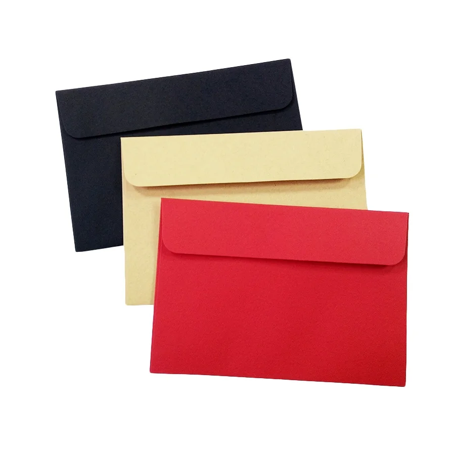 10 шт./лот, милый черный, красный крафт-бумажный конверт, свадебный подарок, конверты, школьные и офисные канцелярские принадлежности
