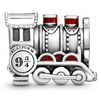

New 925 Sterling Silver Bead Charm Red Enamel Harry Hogwarts Express Train Beads Fit Pandora Bracelet Bangle Diy Jewelry