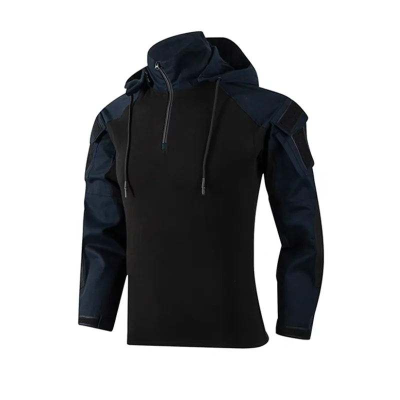 Men's Tactical Hoody Shirt Combat Uniform CP Blue Gray Camouflage Hooded Long Sleeve Man Army MultiCam Work Clothes