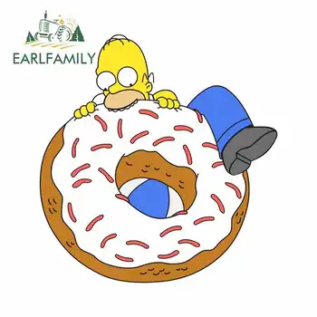 

EARLFAMILY 13cm x 12.4cm for Eating Donut Simpson Car Stickers and Decals Vinyl Car Sticker Waterproof Fashion Decal