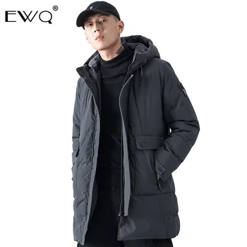 

EWQ / Men's Wear 2019 Winter Cotton Clothing For Male Thickening Keep Warm Cotton-padded Casual Trend Long Coat With Hat 9Y0078