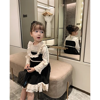 

2020 spring new girls temperament princess dress children bowknot long sleeve dress
