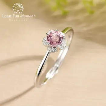 

Lotus Fun Natural Tourmaline Gemstones Cute Plum Flower Ring Real 925 Sterling Silver Fine Jewelry Wedding Rings Gift for Women