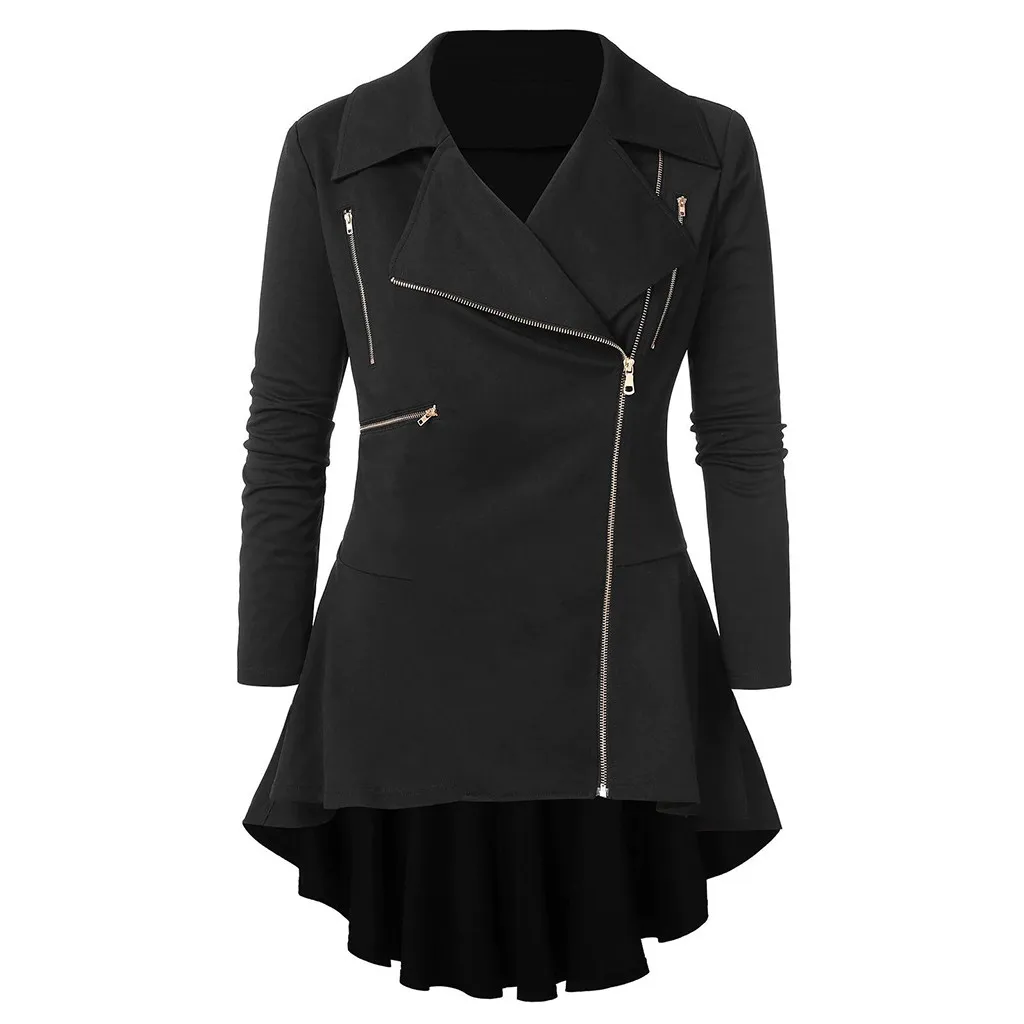 

Womens Ladies Cardigan Woolen Coat Solid color Long Sleeve Elegant Zipper Coat Outerwear Trench Coat Lapel Commute jackets new