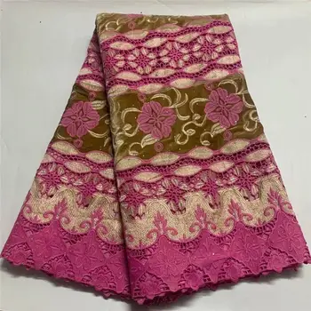 

2020 Latest African Velvet Guipure Lace Fabric High Quality French Stones Embroidery Swiss Voile Lace In Switzerland ZQA518-3