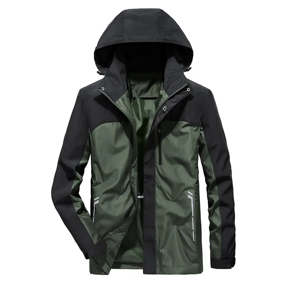 

Men's Casual Autumn Winter Long Sleeve Hooded Fleece Outdoor Jackets With Zipper Plus Szie Male Hiking Warm Coat For Male