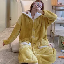 Юбка для сна женская осенняя и зимняя длинная утолщенная Коралловая бархатная ночная рубашка с бархатной сеткой красная Милая мультяшная большая зимняя fla