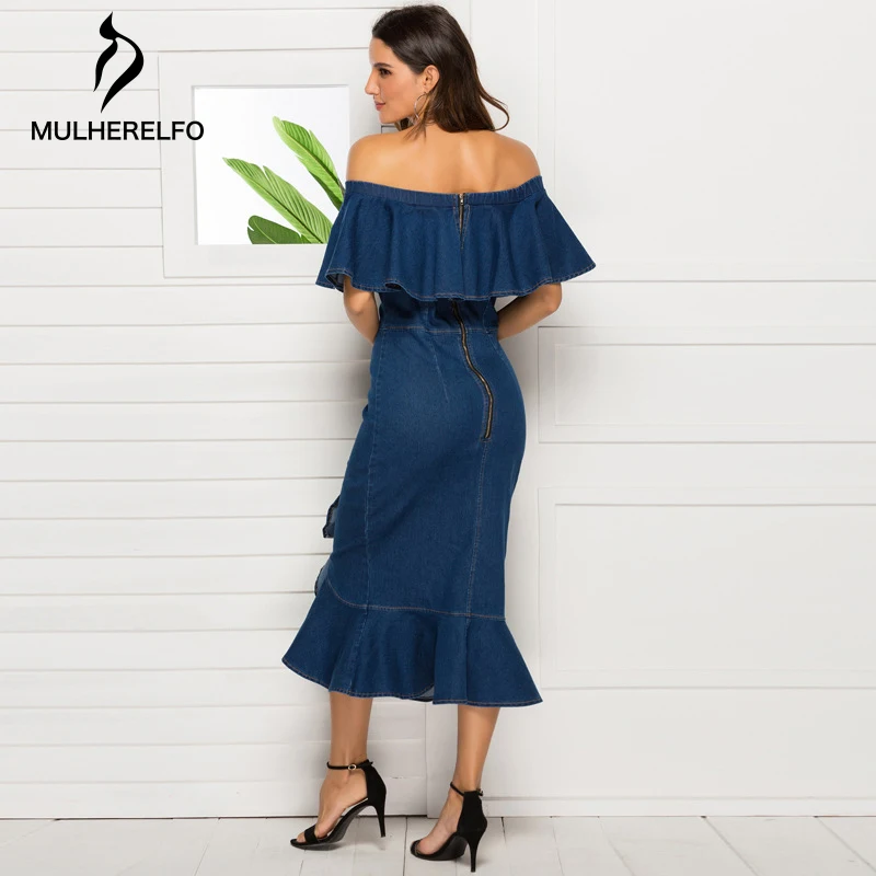 Сексуальное облегающее женское платье с оборками на плечах Vestidos Verano2019 Mujer, элегантное облегающее платье на молнии сзади