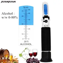 Ручной 0-80% Спирт рефрактометр ATC ликер тестер спиртометр Регулируемая ручная фокусировка алюминий Скидка 40