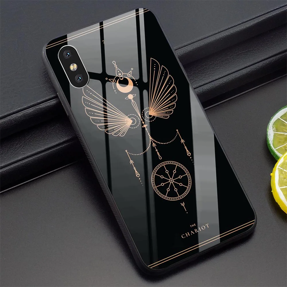 Чехол для телефона Tarot Cards с татуировкой для iPhone XR, Xs Max X 6 6S 8 Plus 7 5s 5 SE 11 Pro закаленное стекло - Цвет: K3003307