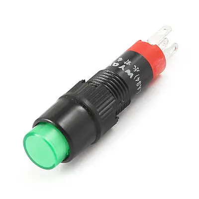 

DC 12V SPDT 5 Pin Soldering Locking Green Lamp Press Push Button Switch