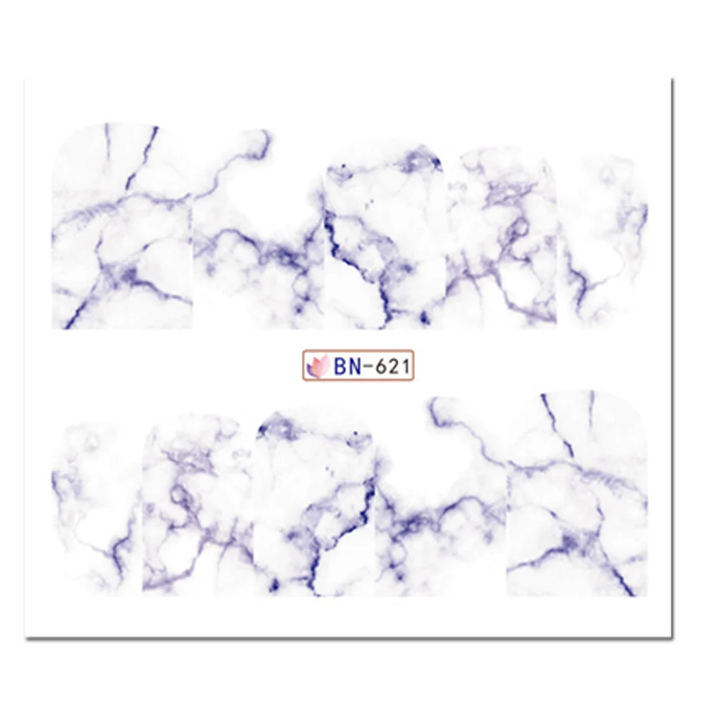 1pc Marble Series Nail Art Sticker Water Transfer Decal White Black Gradient Full Wraps Charm Nail Art Manicure Tips LABN613-624 - Цвет: BN621