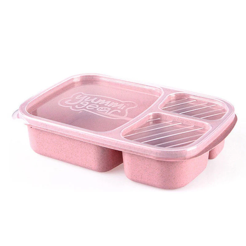 Pink 2 шт./компл. Горячая Пшеница микроволновая Bento коробка для пикника суши фруктовые пищевые ящики для хранения контейнеров кейс контейнер Органайзер - Цвет: Pink
