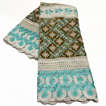 

BLUE velvet African Cord Lace Fabric Top Quality With Stones Eyelet Water Soluble Nigerian Guipure Cord Lace For Wedding