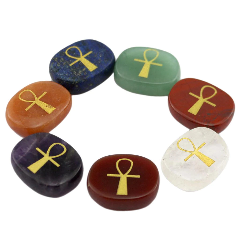 7 Pack Gravierte ägyptischen Ankh Kreuz Stein Palm Pocket Stone Divination 7 Pack Gravierte ägyptischen Ankh Kreuz Stein Palm Pocket Stone Divination