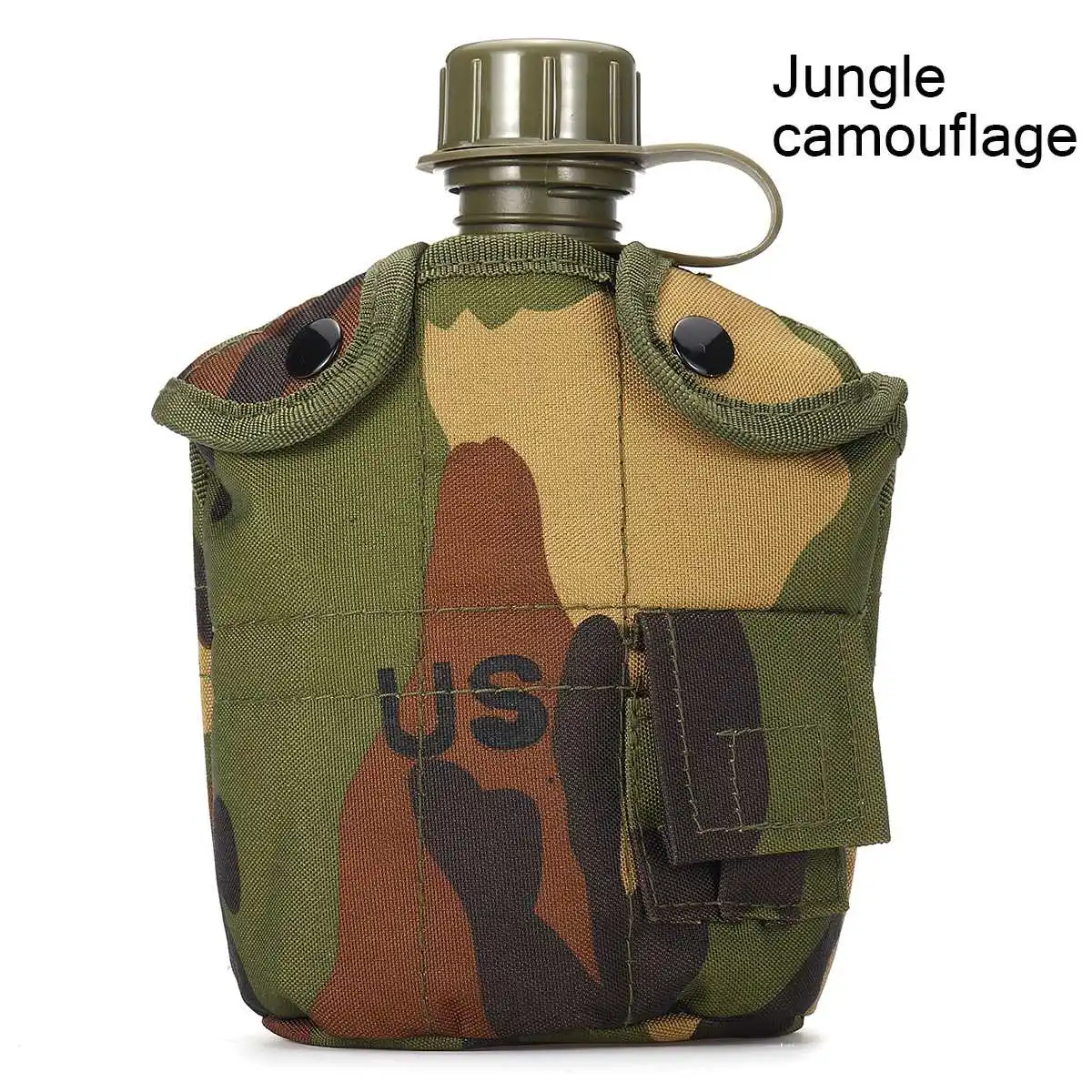 Тяжелая крышка военная бутылка для воды алюминиевая мерная чашка Военная фляга Кемпинг Туризм туристический котелок уличная посуда - Color: jungle camouflage