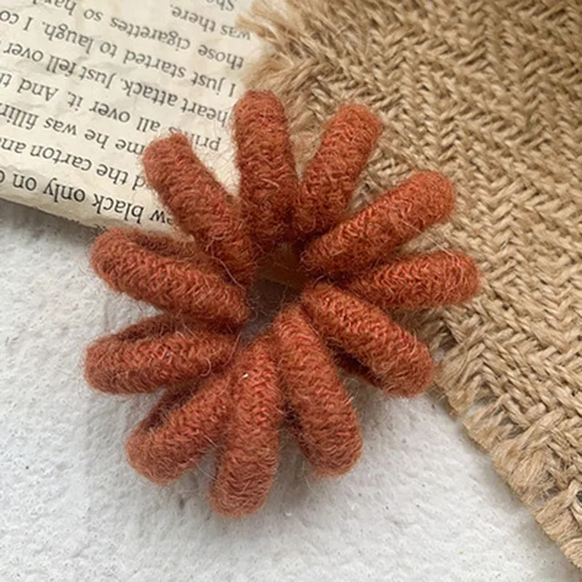 1PC Elastic Hair Bands Velvet Spiral Shape Ponytail Holders Hair Ties Gum Rubber Band Hair Rope Telephone Wire Hair Accessories Orange