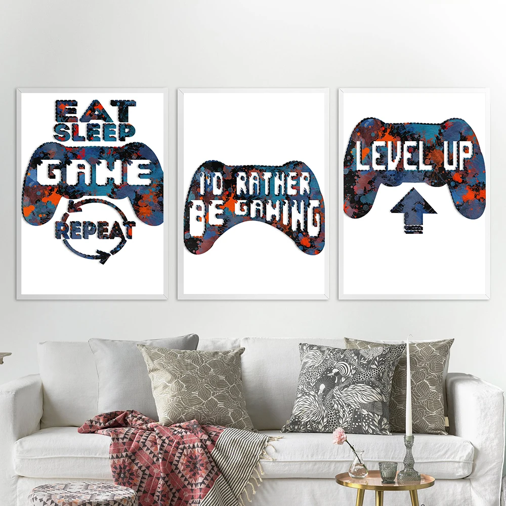 

Game Player Watercolor Set Poster Print Wall Art Color Splash Ink Canvas Painting Creative Gift Boy Room Nordic Home Decoration
