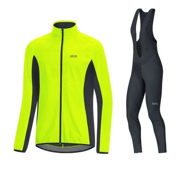 

GORE men cycling jersey clothing winter bicycle fleece long sleeve jacket sets cicling ciclismo mtb velveteen Riding trousers