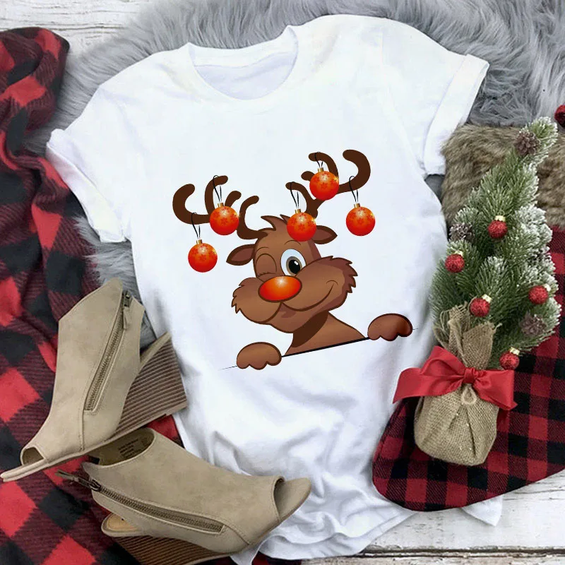 WVIOCE-camisetas de Feliz Navidad para mujer, remera estampada a la moda,  camisetas divertidas para mujer, ropa de Navidad - AliExpress Ropa de mujer