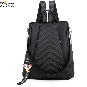

2019 new Winter Soft Pendant Black Anti-theft Backpack Designer Backpack Lady High Quality Striped Waterproof Backpack Sac A Dos