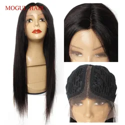 13x4x1 T Lace Frontal Wig Middle Part Ear to Ear Lace Remy Human Hair Wig Silky Straight 12-28 inch 130% Density MogulHair